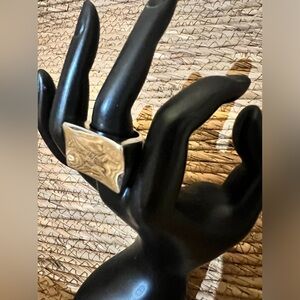 Art deco silver aluminum ring